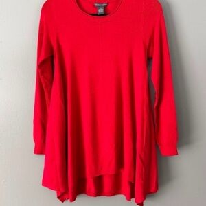 Chelsea & Theodore Red Sweater With Asymmetrical Hem-NWOT